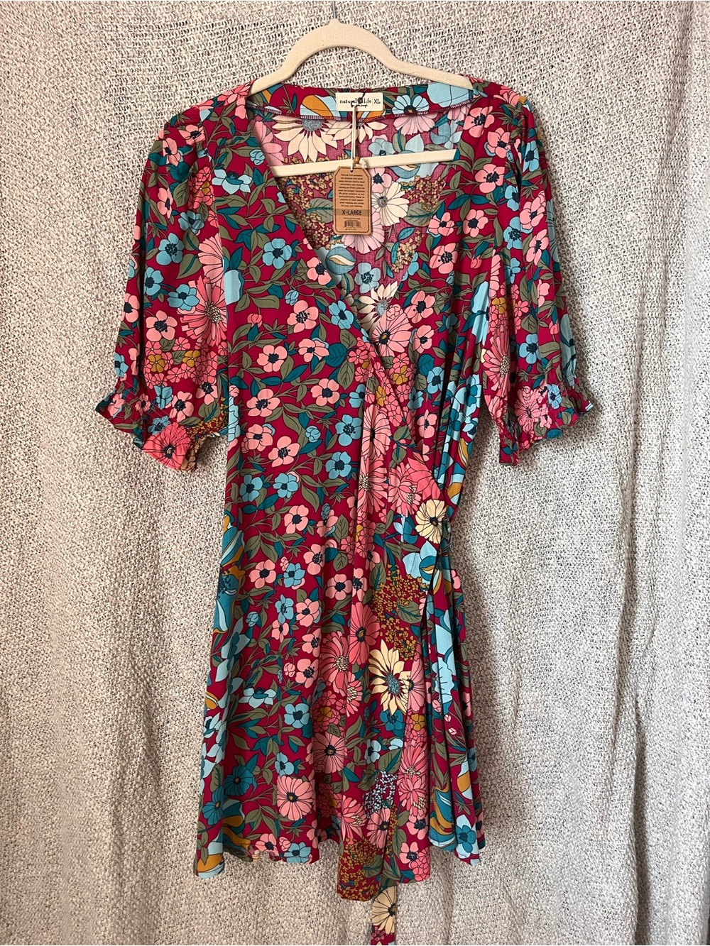Natural Life Floral Wrap Dress - Pink Multi